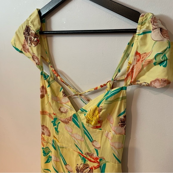 Urban Outfitters Yellow Seashell Strappy Back Midi Dress - Picture 6 of 10